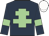 Dark blue, light green cross of lorraine, dark blue sleeves, light green armlets, white cap