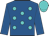 Royal blue, turquoise spots, royal blue sleeves, turquoise cap