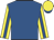 royal blue, yellow sleeves, royal blue stripe, yellow cap, royal blue peak