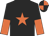 black, orange star, black and orange halved sleeves, quartered cap