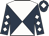 Dark blue & white diabolo, white diamonds on sleeves, white diamond on cap