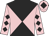 Pink & black diabolo, black diamonds on sleeves, black diamond on cap