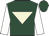 Dark green, beige inverted triangle, white sleeves, dark green cap