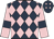 Dark blue and pink diamonds, pink sleeves, dark blue armlets