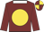maroon, gold disc, quartered cap, white collar