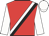  red,  white and black sash, white sleeves and cap