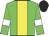 Green, yellow stripe, one red and one blue sleeves, white armbands, black cap
