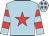 Light blue, red star, hooped sleeves and stars on cap