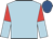 Light blue, red and light blue halved sleeves, royal blue cap