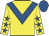 Yellow, royal blue chevron, royal blue stars on sleeves, royal blue cap