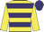 Yellow & purple hoops, yellow sleeves, purple cap