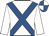 White, royal blue cross sashes, quartered cap