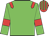 Big-green body, red epaulettes, big-green arms, red armlets, red cap, big-green striped