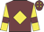 Garnet body, yellow diamond, yellow arms, garnet armlets, garnet cap, yellow diamonds