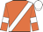 orange, white sash, orange sleeves, white armlets, white cap