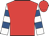 Red, white & royal blue hooped sleeves, red cap