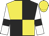Yellow body, black quartered, white arms, black armlets, yellow cap