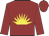 Burgundy, yellow rising sun, burgundy cap