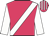 Fuchsia, white sash and sleeves, striped cap, fuchsia peak