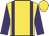 Gold, purple braces and sleeves, gold cap