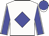 White, blue diamond and sleeves, white seams, blue cap, white peak