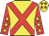 Yellow, red cross belts, red sleeves, yellow stars, yellow cap, red stars