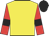 Yellow, red sleeves, black armlets, black cap