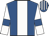 Royal blue, white stripe, white sleeves, royal blue armlets, royal blue and white striped cap