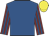 Royal blue, maroon and royal blue striped sleeves, yellow cap