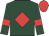 Dark green, red diamond, armlets and cap