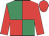 emerald green and red quartered, red sleeves and cap