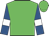 Lime green, royal blue sleeves, white armlets