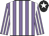 Mauve and white stripes, black cap, white star