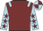 Maroon, light blue epaulets, light blue sleeves, maroon stars, quartered cap