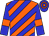 Orange and blue diagonal stripes, blue sleeves,orange armbands,hooped cap