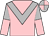 Pink, dark grey chevron, dark grey and pink halved sleeves, quartered cap