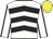 White & black chevrons, black seams on sleeves, yellow cap
