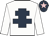White, dark blue cross of lorraine, dark blue cap, pink star