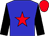 Blue, red star, black sleeves, red cap