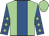 Light green, royal blue stripe, royal blue sleeves, light green stars and cap