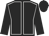black, white seams, black sleeves and cap