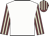 White body, garnet arms, beige striped, garnet cap, beige striped