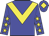 Big-blue body, yellow chevron, big-blue arms, yellow stars, big-blue cap, yellow diamond
