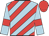 Light blue, red diagonal stripes, light blue sleeves, red armlets, red cap