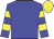 blue, yellow hoops on sleeves, yellow cap