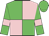 Lime green and pink quartered, Lime green sleeves, pink armlets, lime green cap