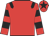 Red, black epaulets, hooped sleeves and star on cap