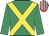 Emerald green, yellow cross sashes, red & white striped cap