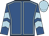 Royal blue, light blue seams, chevrons on sleeves, light blue cap