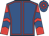 Royal blue, red seams, red and royal blue chevrons on sleeves, royal blue and red hooped cap
